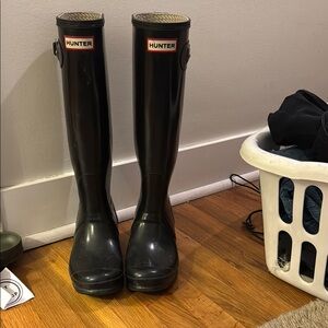 Hunter Black Tall Rain Boots